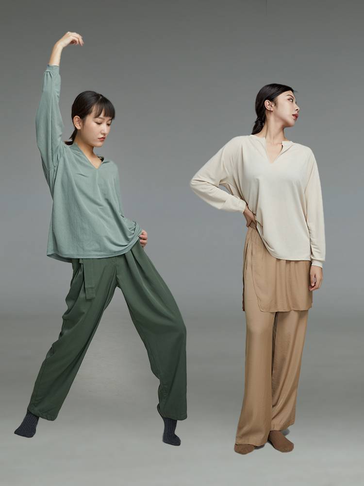 Gorgeous monopoly dance V -neck long -sleeved shirt practice service classical dance -shaped training service dance dance dance dance girl