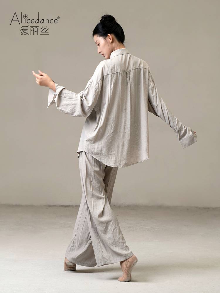 Alice's modern dance loose long -sleeved elegant shirt practice service men's same adult shape dance clothes
