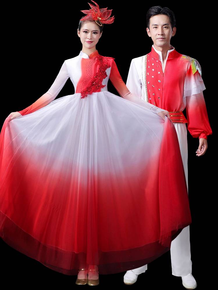 Modern Dance Performance Service Male Red Banner Praise Wanjiang Song Performance Performance Costume China Storm Dance Chorus Women's Models