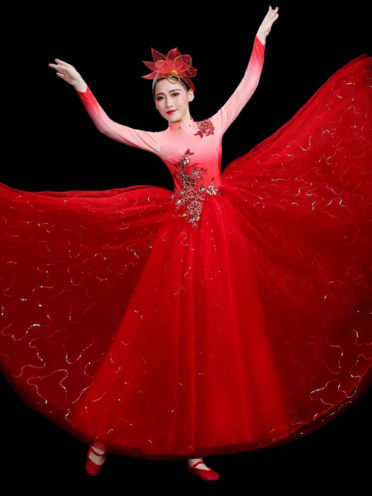 Modern Dance Performance Service Male Red Banner Praise Wanjiang Song Performance Performance Costume China Storm Dance Chorus Women's Models
