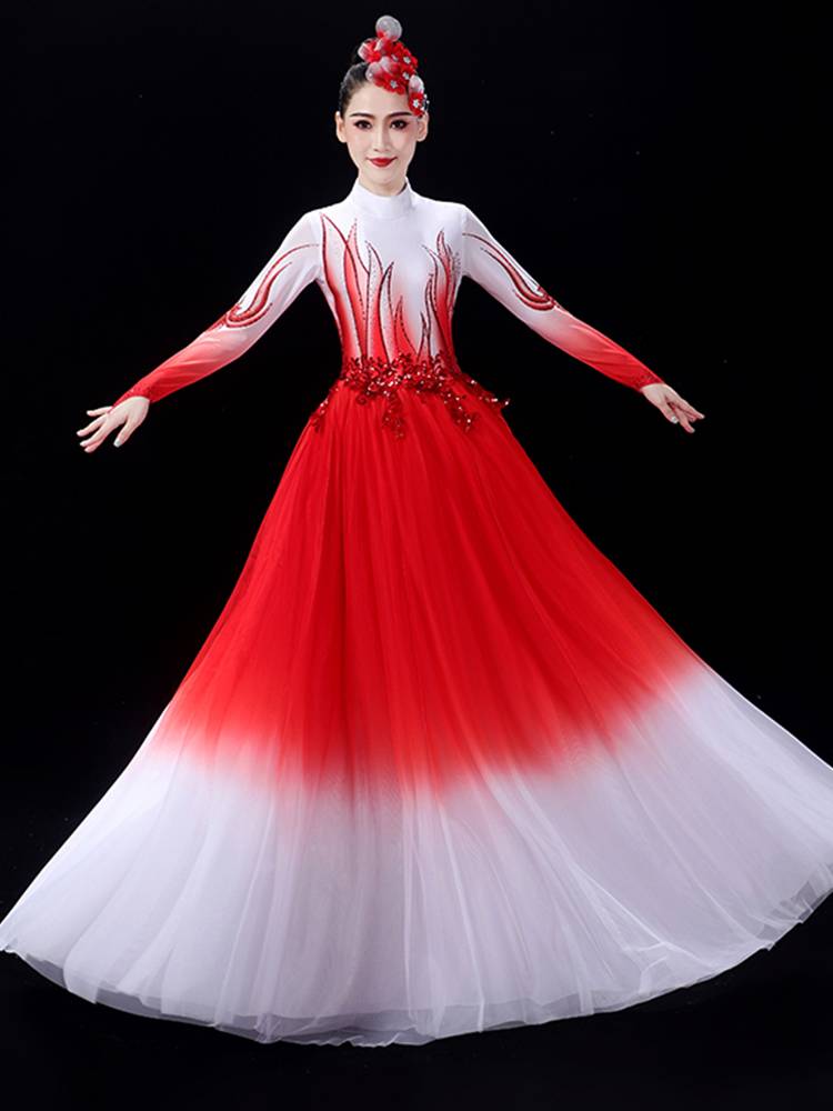 Modern Dance Performance Service Male Red Banner Praise Wanjiang Song Performance Performance Costume China Storm Dance Chorus Women's Models