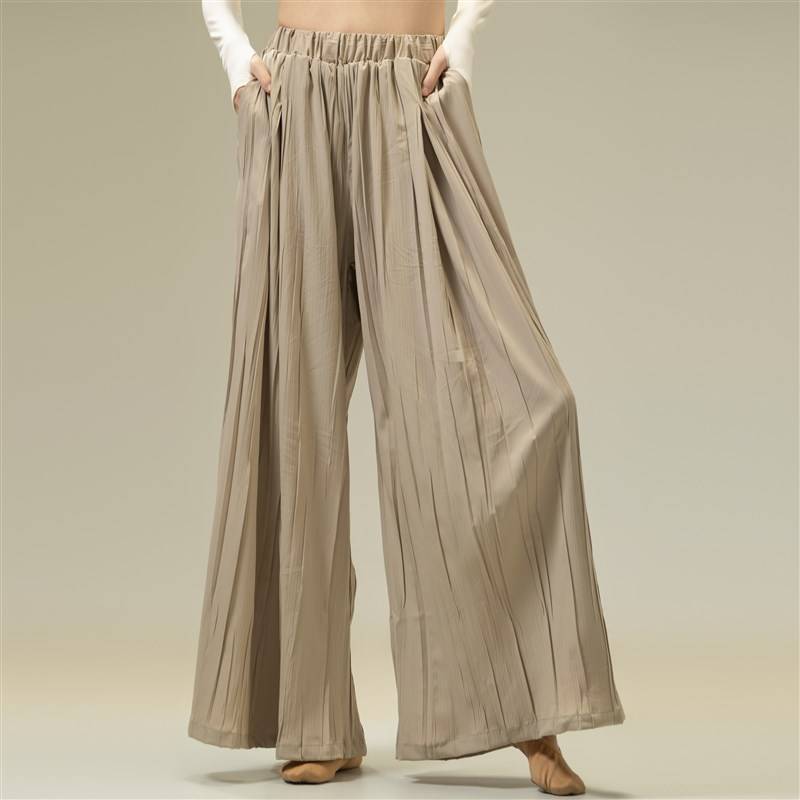 Modern dance exercises, autumn and winter wide -leg pants, Chinese classical dance body female dance pants folds and trousers
