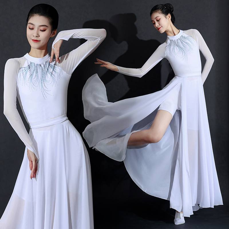 Classical Dance Performance Female Eap 2024 New Chinese Wind White Dress Modern Dance Open Dance Dance Skirt