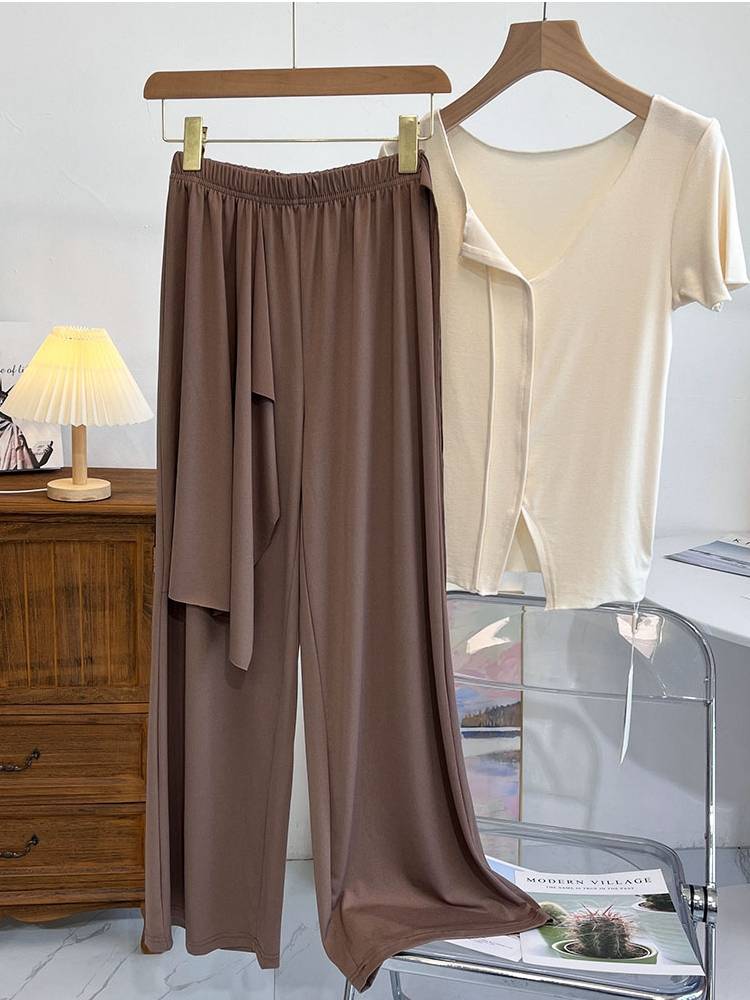 Classical dance loose silk, smooth and wide leg pants, female design sense modern dance exercises practice pants dance pants