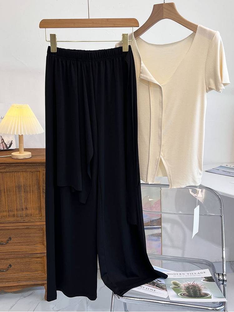 Classical dance loose silk, smooth and wide leg pants, female design sense modern dance exercises practice pants dance pants