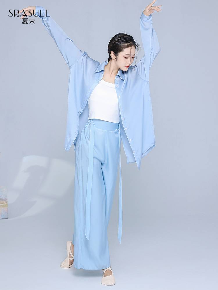 Xia Shu Classical Dance Dance Funmore Modern Dance shirt Loose shirt Shirt Sleeping Shirt Chinese Dance Men and Women's Fita Clothing