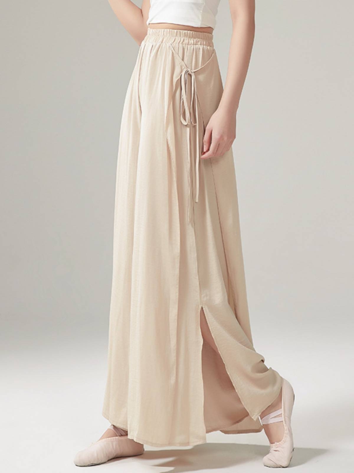 Chinese dance modern dance practice service classical dance top female slit floating band practice pants elegant wide leg pants