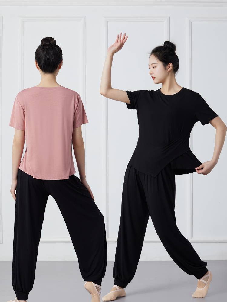 Dance clothing summer short -sleeved body training clothing women's suits adult teacher special loose top modern China