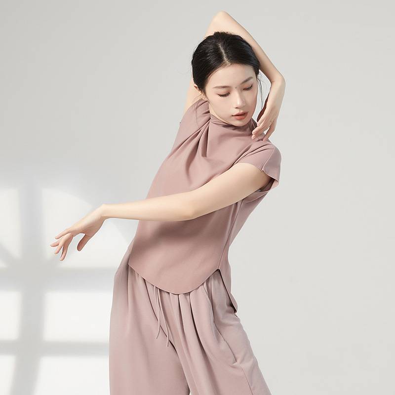 Modern dance service loose training service vest basic training suit top high -necked sleeveless shirt summer square dance