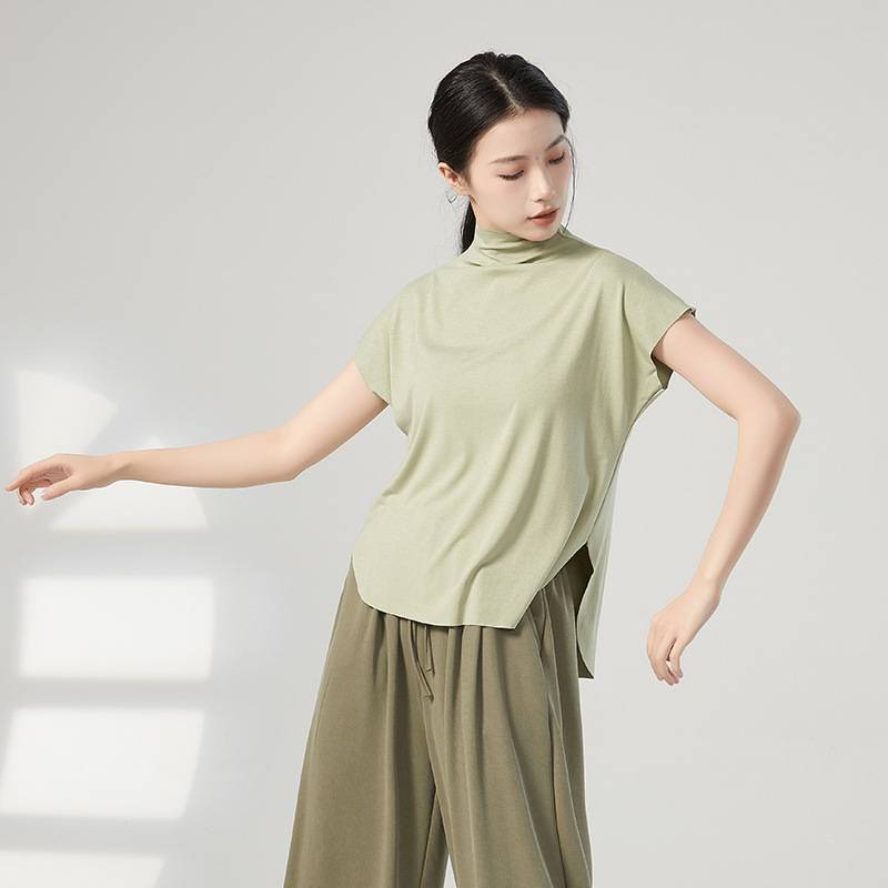 Modern dance service loose training service vest basic training suit top high -necked sleeveless shirt summer square dance