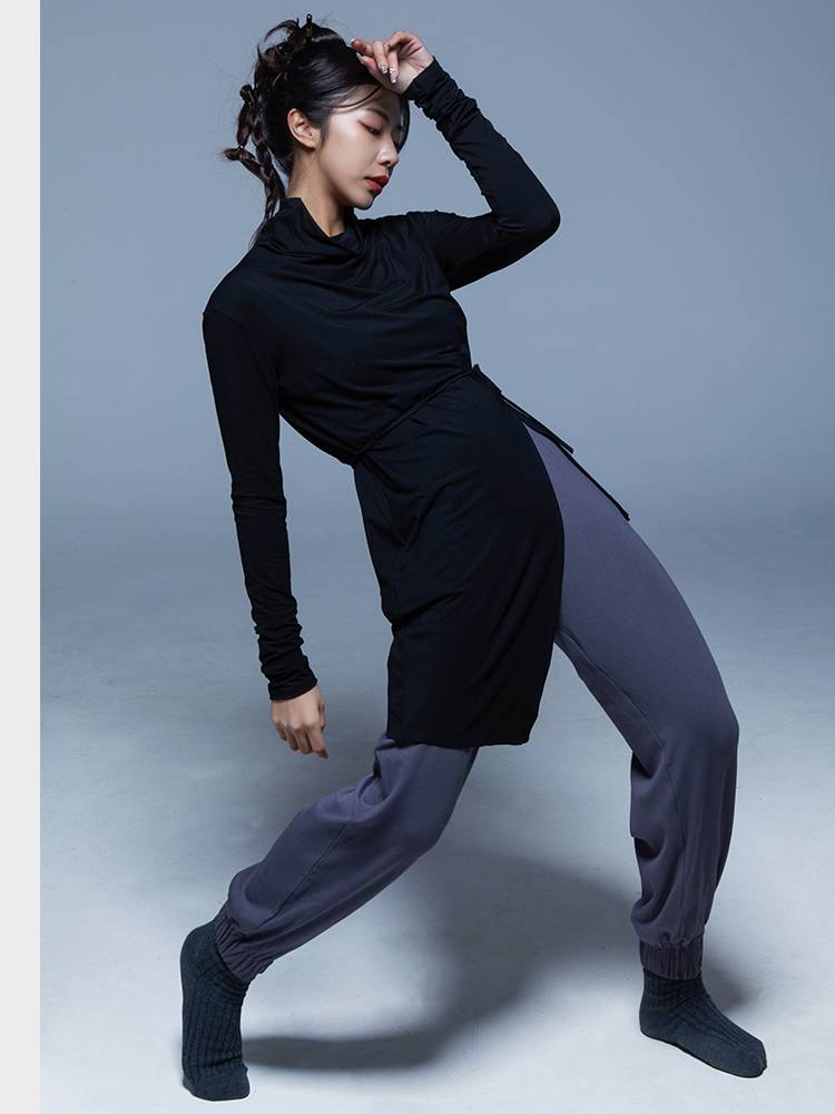 Gorgeous Solo Show Modern Dance Practice Gongfu Packing High -sleeved Shirt Design Dance Server Creative Slender Dance Top Spring and Summer