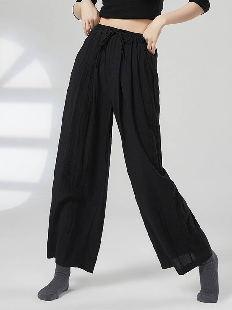 Modern dance pants dance practice uniform pocket straight -legged pants flowing Chinese dance nation classical dance clothing