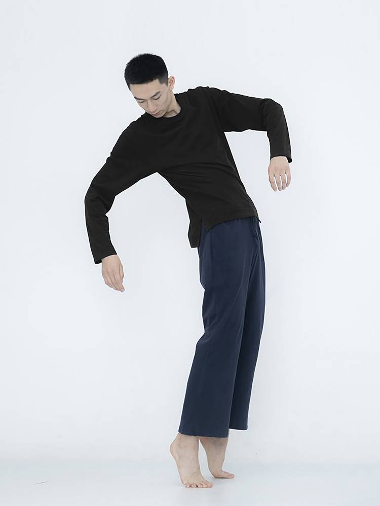 Modern dance service pants men's straight practice adult new loose black Chinese teacher training class performance