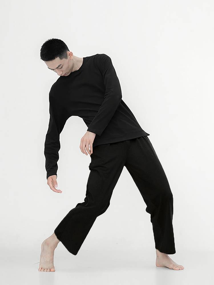 Modern dance service pants men's straight practice adult new loose black Chinese teacher training class performance