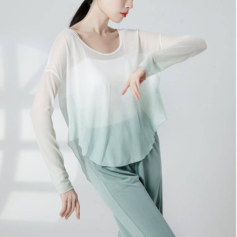 Classical dance yarn clothing net gauze upper top, long sleeve long -sleeved modern dance exercises, female performances, rhyme, adults