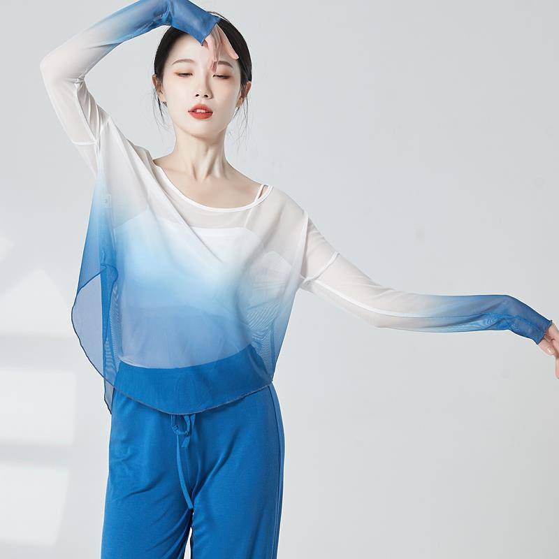 Classical dance yarn clothing net gauze upper top, long sleeve long -sleeved modern dance exercises, female performances, rhyme, adults