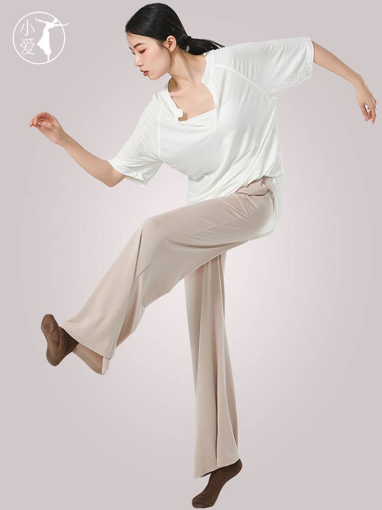 Modern dance exercise dance dance birthday wearing loose deep V men and women's personality long -sleeved water system versatile top
