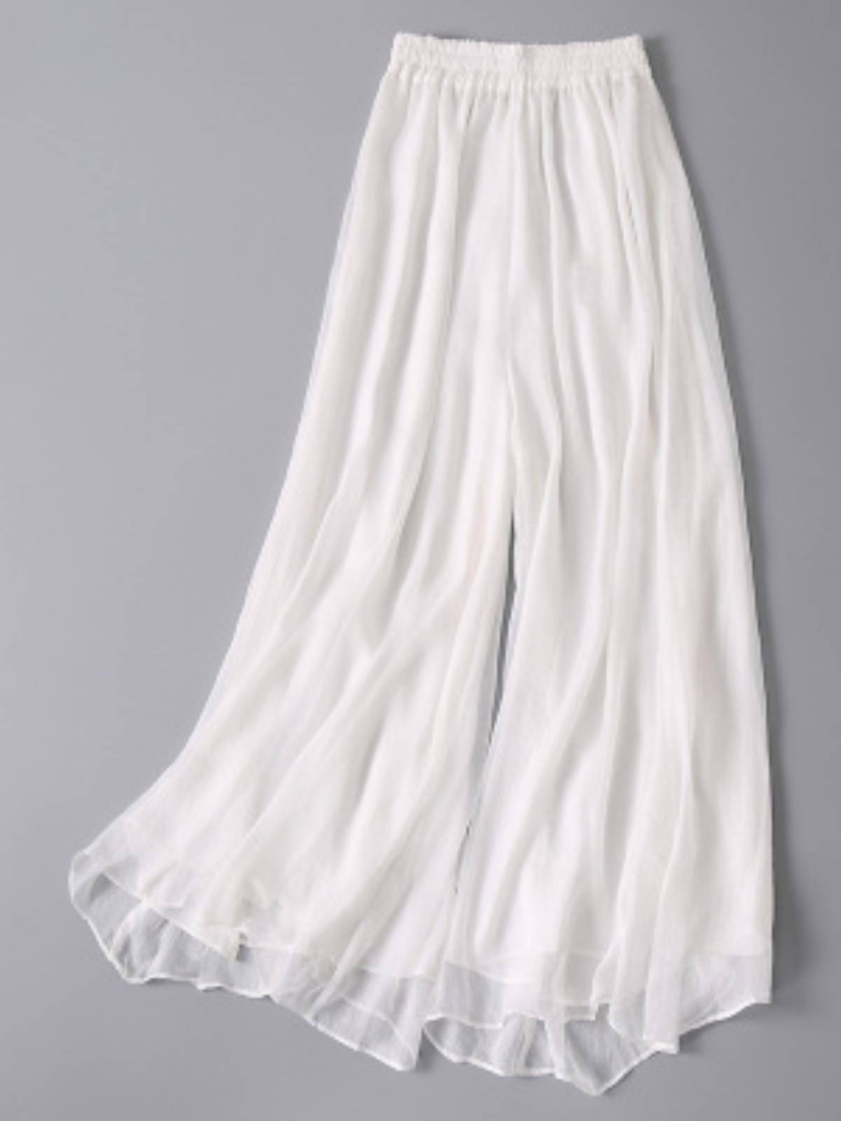Dance white chiffon wide -leg pants female large loose tea art service Hanfu pants with high waist modern dance yoga pants