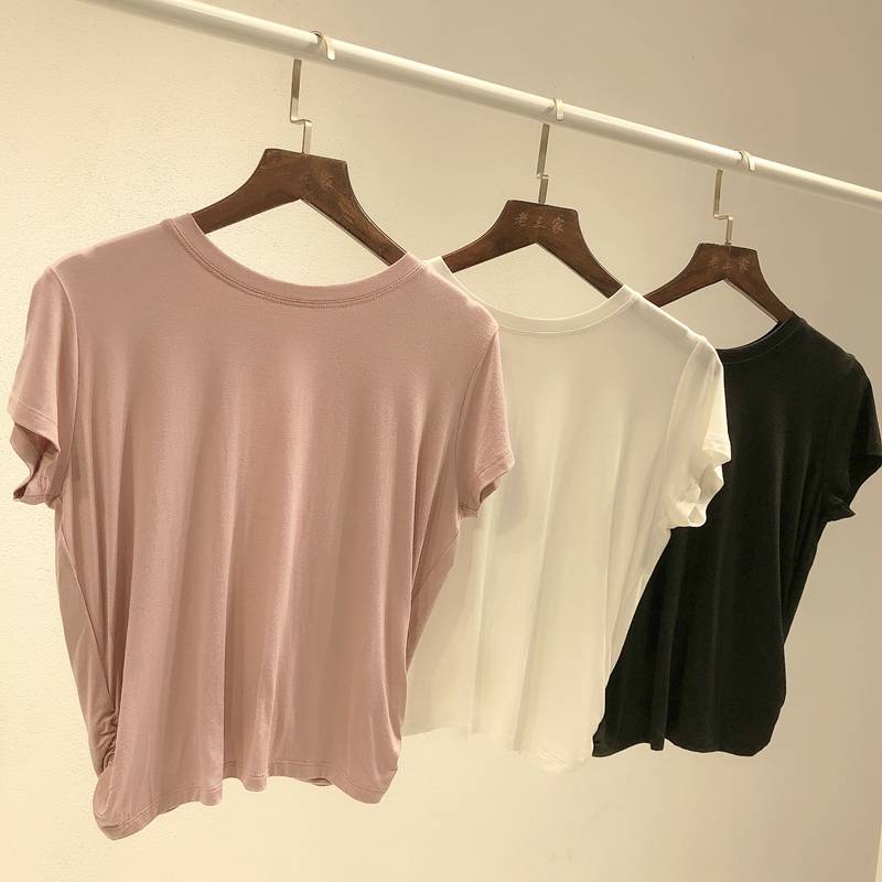 Dance service summer short -sleeved back -shaped training suit Modal modern dance exercise short fitness yoga top