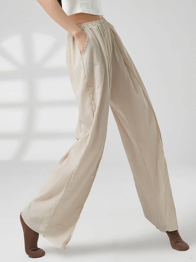 Modern dance pants women's summer loose, thin straight pants mop long pants, classical dance wide -leg pants Chinese dance exercise pants