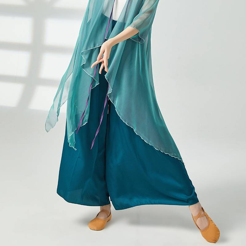 Chinese dance satin dance pants dance pants practice pants modern dance high waist wide -leg pants square dance service