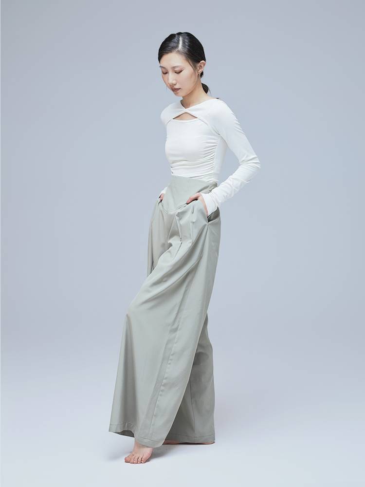 Modern dance exercises long -sleeved sleeve set refers to threaded dance clothes top women's body clothes spring and summer Chinese classical dance C214