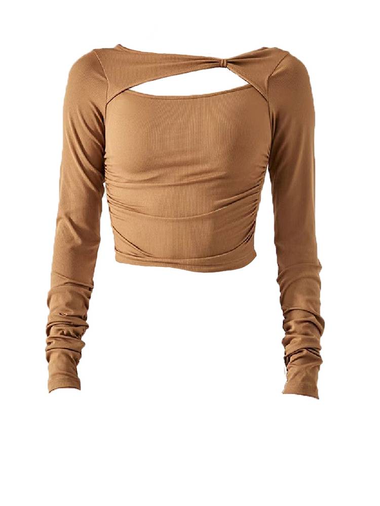 Modern dance exercises long -sleeved sleeve set refers to threaded dance clothes top women's body clothes spring and summer Chinese classical dance C214