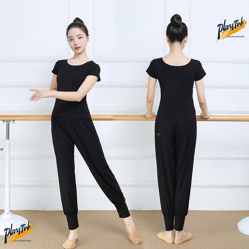Modern Chinese students in high-end dance and troupe specialty female adult wears, black lantern pants