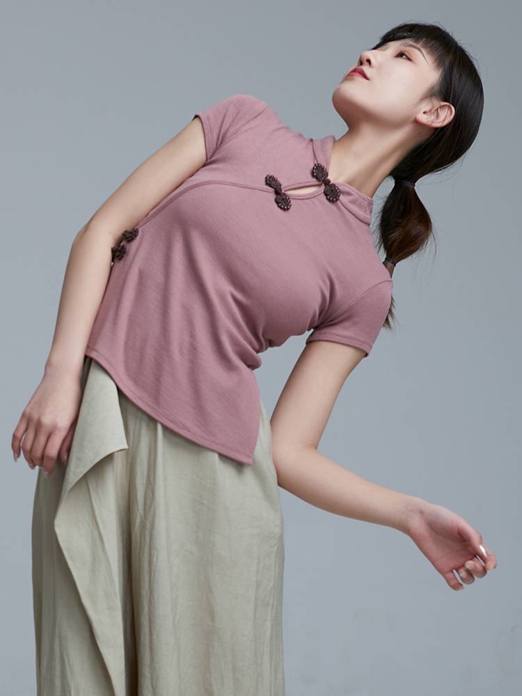 Dance Dance Classical Dance Dance Dance Kung Kung Kung Makes Cheongsam Short temperament Short -sleeved Dance Switzing Server Women's Top Summer