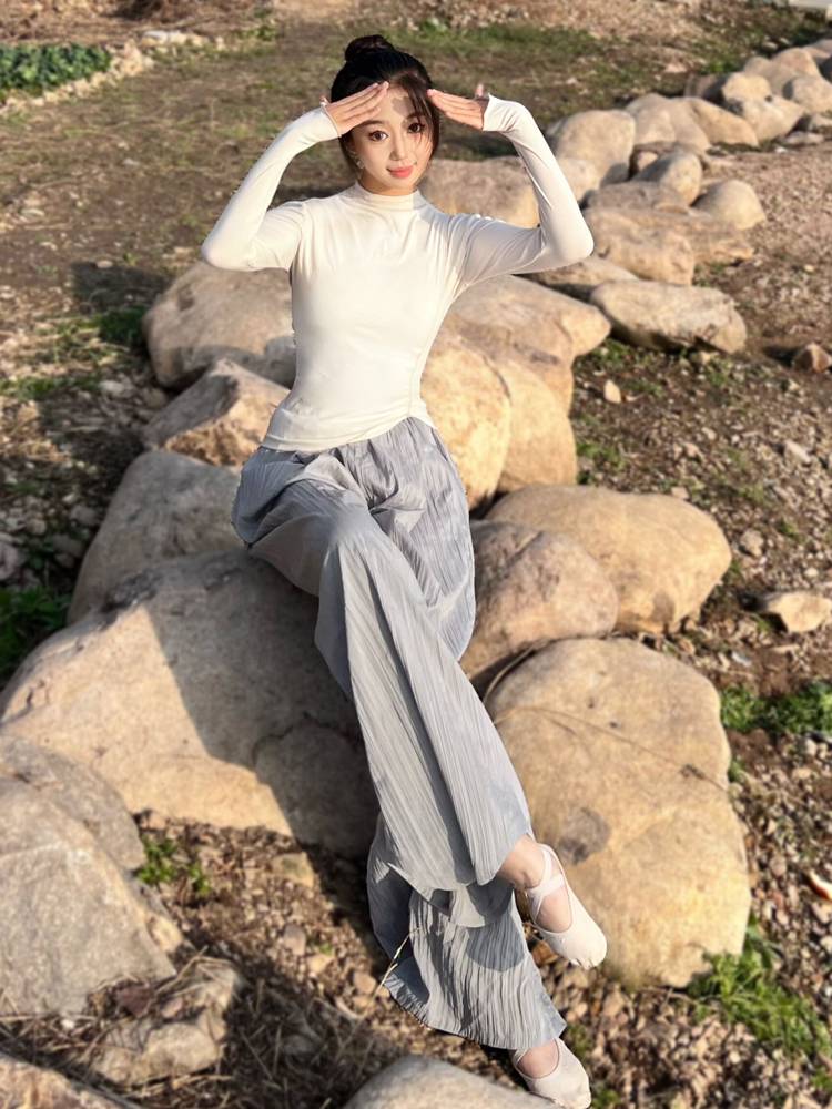 Modern dance loose pants Classical dance wide -leg pants elegant dance pants men and women same Chinese dance exercise pants spring and summer