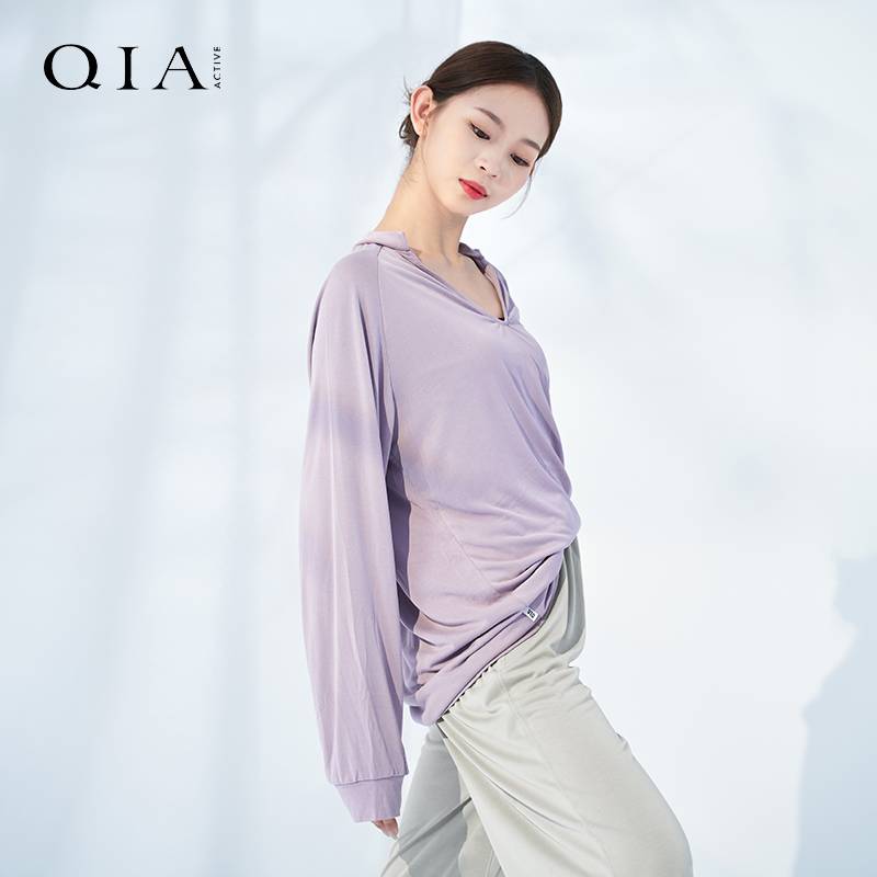 Qia Classical Dance Adult Dance Server Men and Women's Loose Edition Long -sleeved Practice Series Modern Dance Sports Top