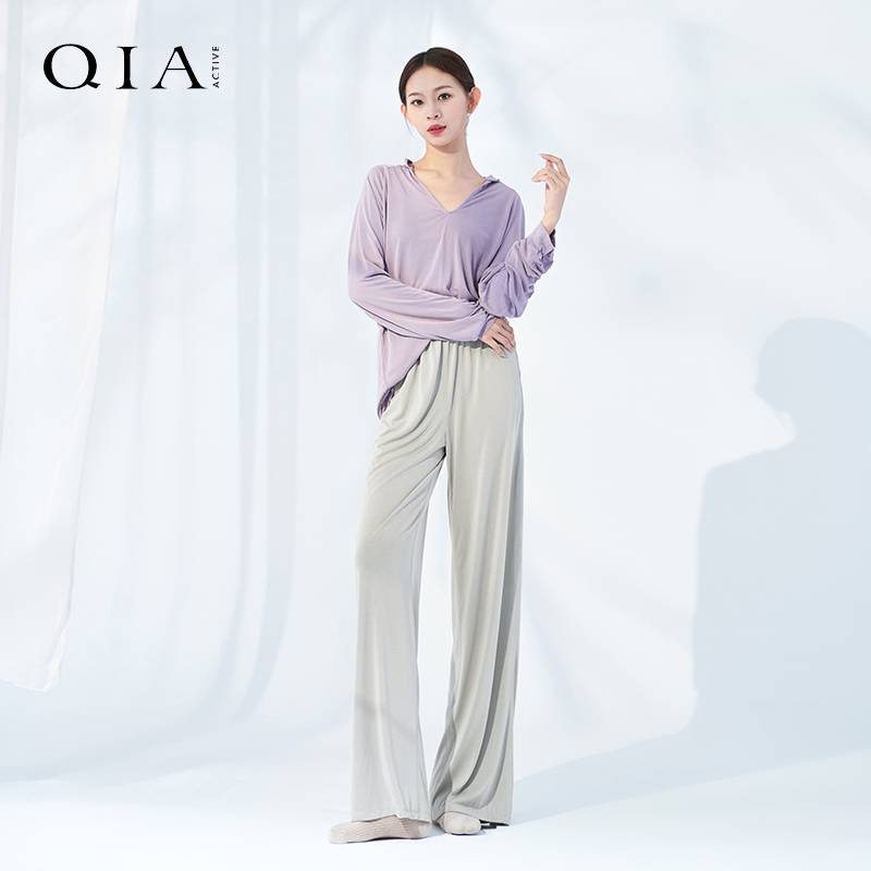 Qia Classical Dance Adult Dance Server Men and Women's Loose Edition Long -sleeved Practice Series Modern Dance Sports Top