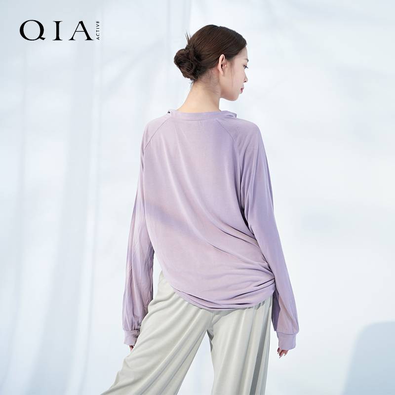 Qia Classical Dance Adult Dance Server Men and Women's Loose Edition Long -sleeved Practice Series Modern Dance Sports Top