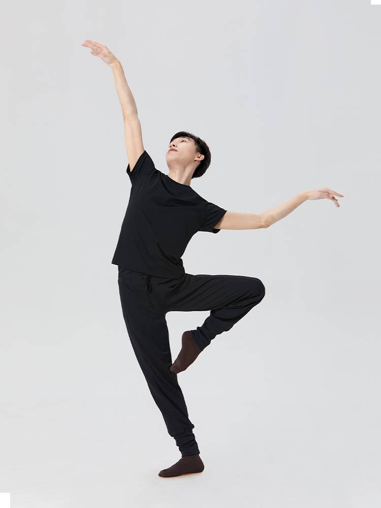 Dance service male adult top short sleeve long -sleeved long -sleeved practice black men's special classical dance modern dance jazz dance