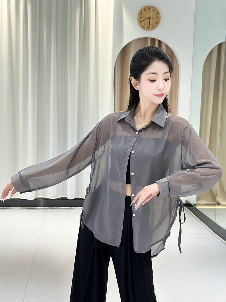Modern dance clothing elegant and loose shirt tops in summer practice clothes Chinese dance dance clothing long -sleeved cardigan female