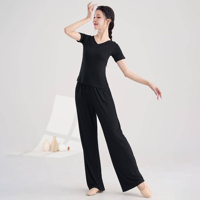 The new Modal loose dance wide -leg pants practice service women's art test -shaped sports clothes Chinese classical modern dance clothing