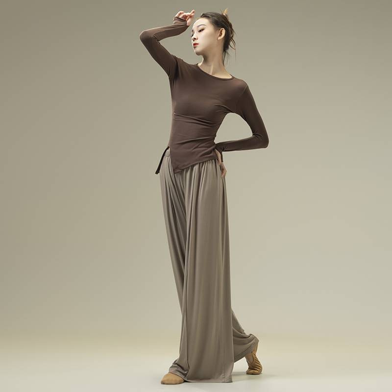 Dance practice service autumn and winter modern dance loose, elegant wide leg pants Chinese classical dance -shaped dress yoga pants