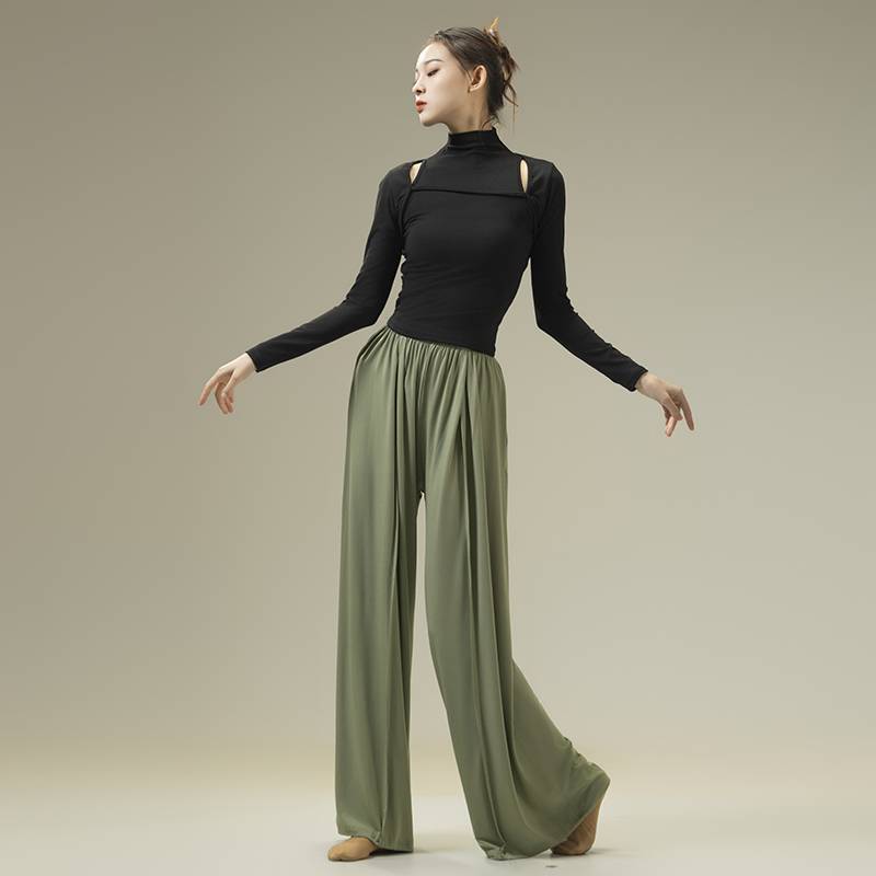 Dance practice service autumn and winter modern dance loose, elegant wide leg pants Chinese classical dance -shaped dress yoga pants