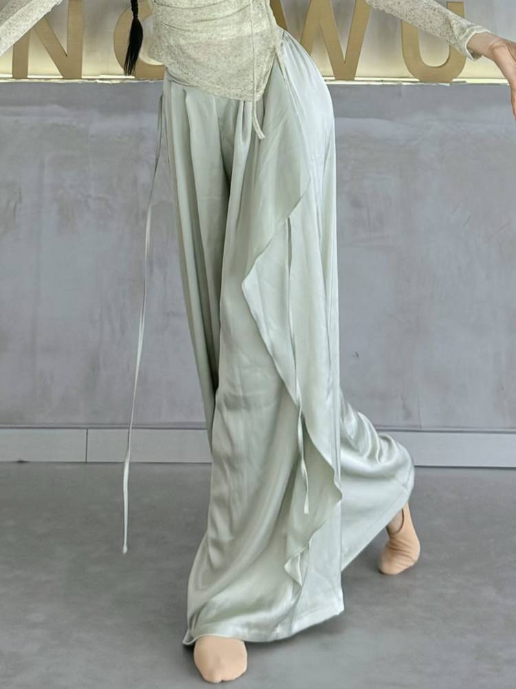 Modern dance elegant wide leg pants summer vertical acetic acid pants classical dance clothing practice clothes dancing special pants