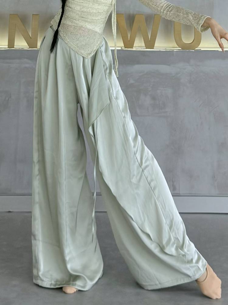 Modern dance elegant wide leg pants summer vertical acetic acid pants classical dance clothing practice clothes dancing special pants