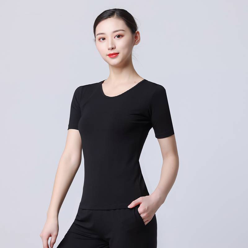 Dance service female practice service adult modern dance single round neck Modal short -sleeved practice Latin national dance yoga clothing