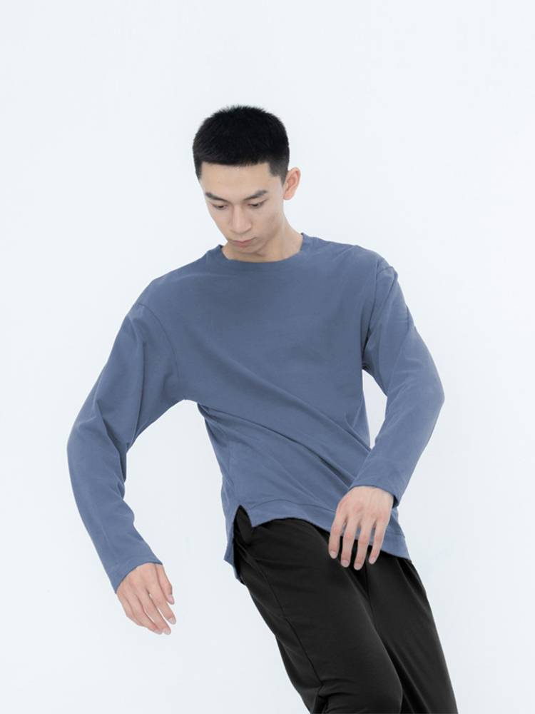 Modern dance service men's Chinese top training adult teachers for bottoming new professional training loose long sleeves black