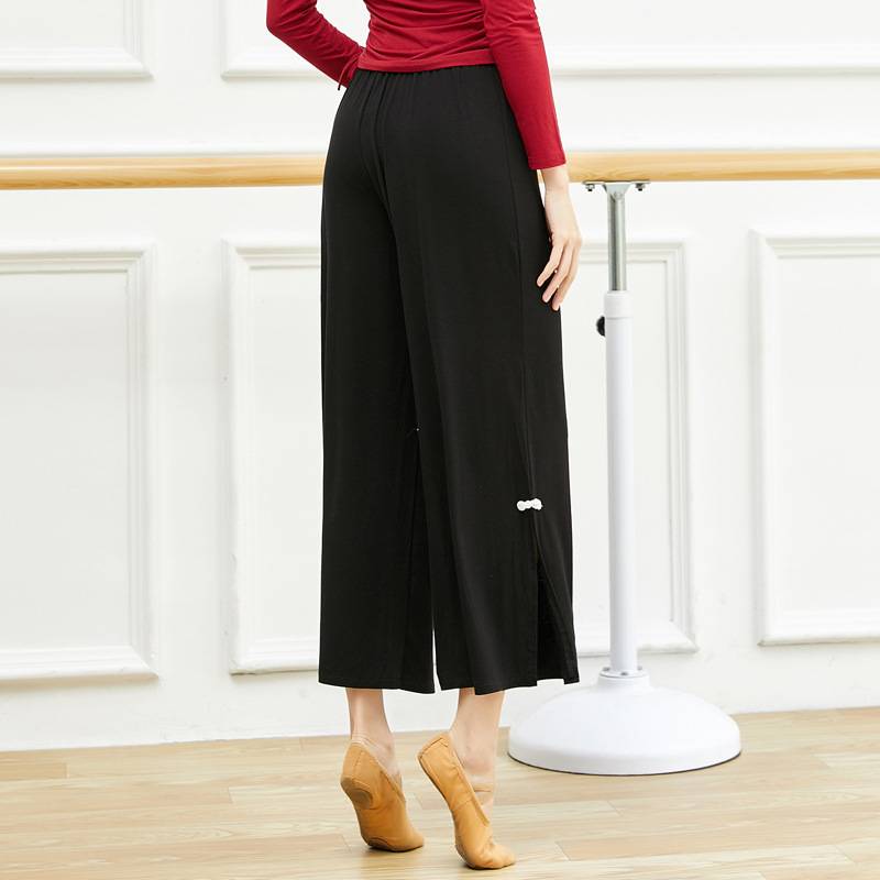 Modern dance wide -leg pants black foot split practice pants female adult classical dance long pants nine -point square dance