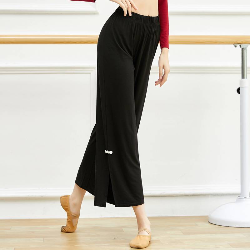 Modern dance wide -leg pants black foot split practice pants female adult classical dance long pants nine -point square dance