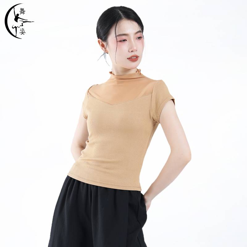 Modern dance exercise service female slim turtleneck dance top Chinese classical dance dance clothes student art test clothing