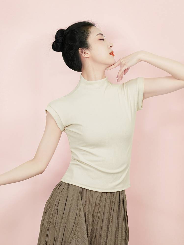 Modern dance top new stand -up collar dance service female Chinese dance dance clothes summer thin classical classical dance exercises