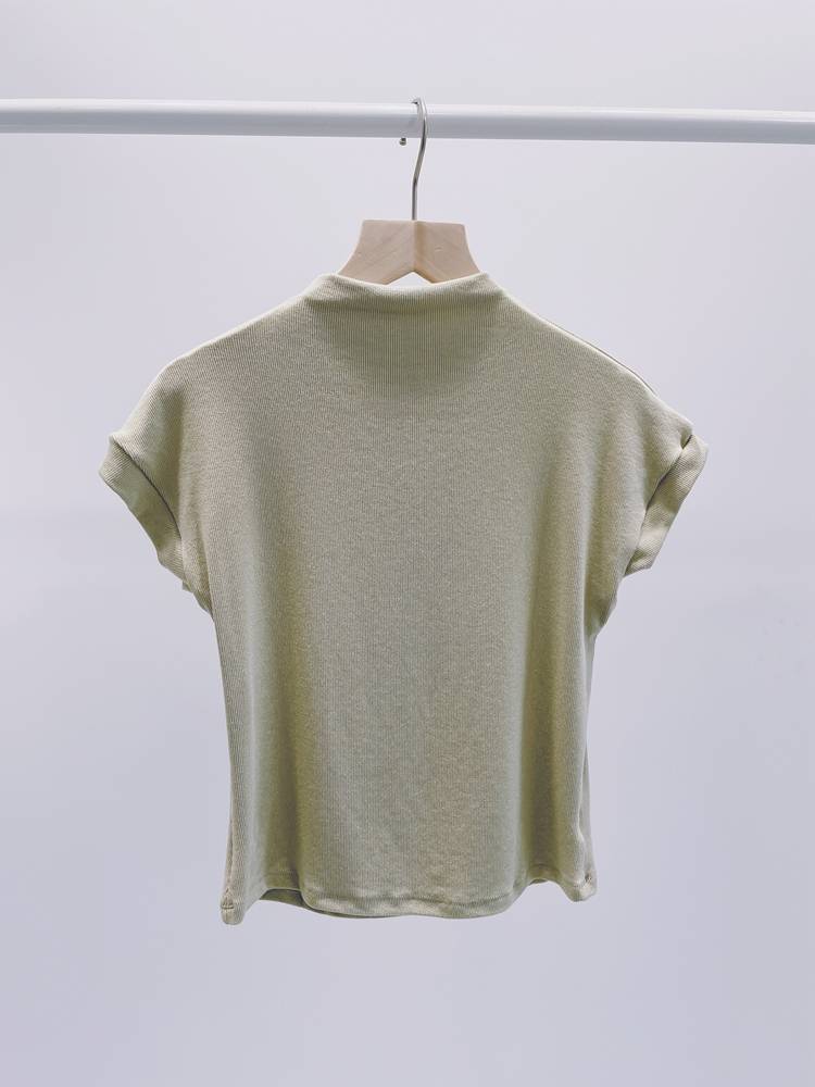 A soft, stylish, half-high-collar, short-sleeved, summer-class, modern-day dance-style costume