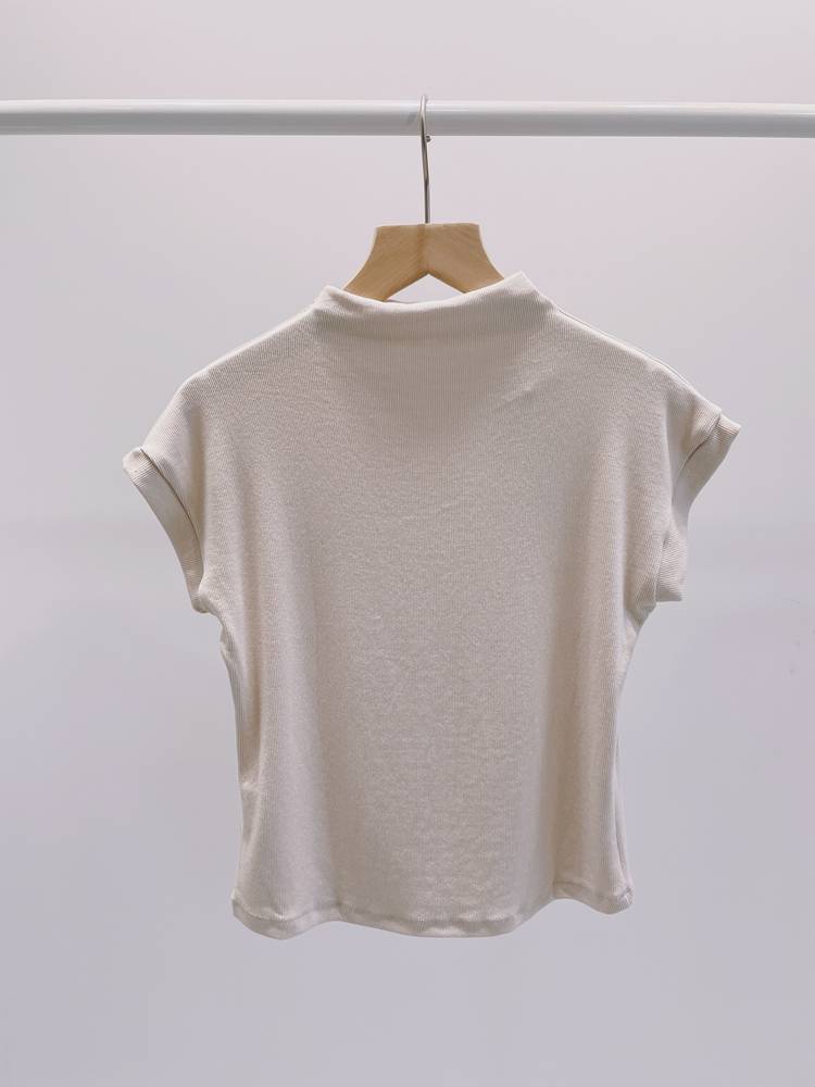 A soft, stylish, half-high-collar, short-sleeved, summer-class, modern-day dance-style costume