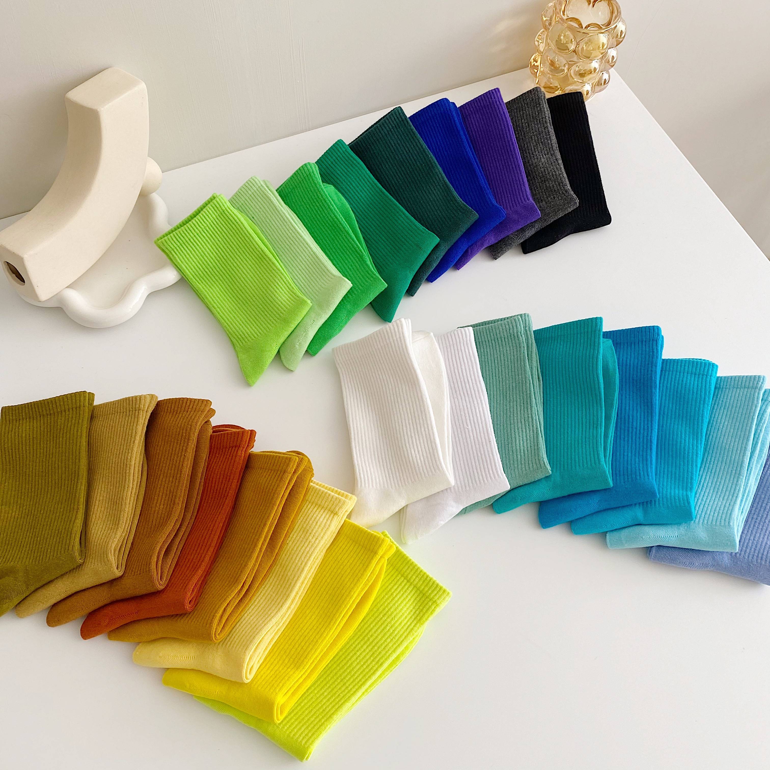 Color socks children Modern dance socks pure cotton spring and autumn dance long cylinder solid color candy color dopamine in stockings