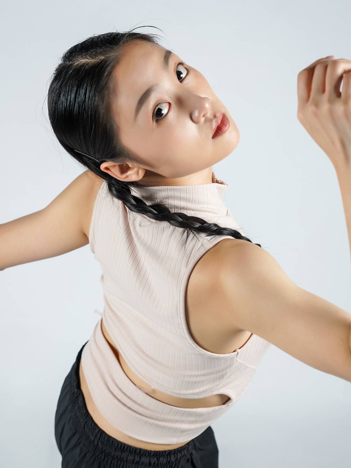 Put a Th361 Modern Dance Practice Female Summer Sleeveless Dance Club Tight Dance Vests Black Design Model
